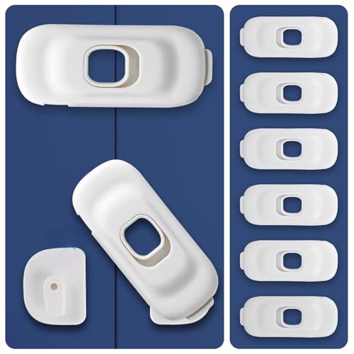 Image of 6 Pcs Baby Proof Cabinet Locks - Multi-Purpose Child Safety Adhesive Locks for Fridge, Cupboard, Drawer, Closet & Sliding Windows (White)
