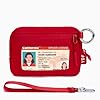 Cartera con llavero para mujer, mini tarjetero con cremallera y ventana de identificación, monedero desmontable, cartera organizadora pequeña, color rojo