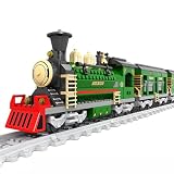 Naniutoy Classic Train Toy Building Block Set for Boys Girls Aged 6-12,City Vintage Train C3 car Model Building Bricks Set with Train Tracks,Vintage Trains Model STEM Toys,666PCS, Green