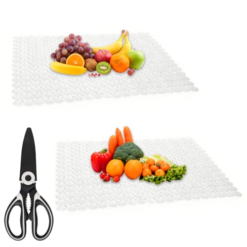 2 Pièces Tapis Evier Cuisine en PVC Set, 40x30 cm Protege Evier Cuisine Découpable avec Ciseaux, Tapis D'évier avec Design à Drainage Rapide pour Éviers...