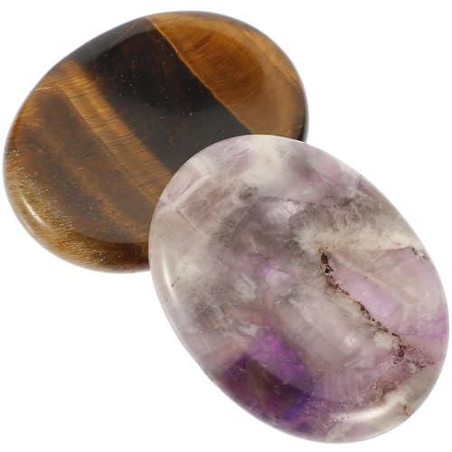 PRETYZOOM Pierres de Massage Anti-Stress Naturelles pour Pouce 2pcs, Résistantes et Portables, Décoration Intérieure de Bureau ou Bureau, Outil Relaxant