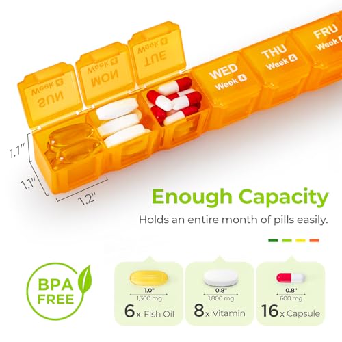 image for AUVON Moisture-Proof Monthly Pill Organizer, Large 28 Days Pill Box Ca