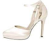  Rainbow Club Brautschuhe Salma - Damen High Heels gepolstert, Ivory/Creme, Satin - Gr. 40 (UK 7)