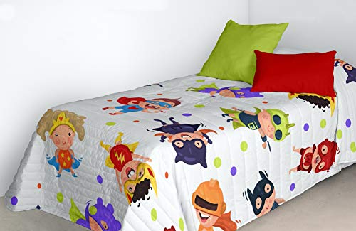 Mercato House - Colcha Bouti Infantil Superheroes/Colcha Cama 90/Colcha Super Hero, 180x260cm