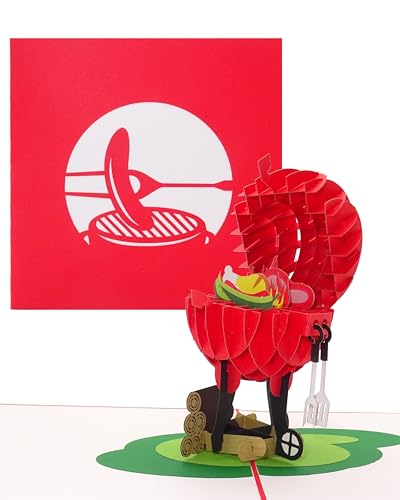 Pop-Up Karte „BBQ Grill – Grillmeister“ 3D Geburtstagskarte & Einladungskarte zum Grillen - als Gutschein für Männer & Einladung zu Grillparty & Grillabend