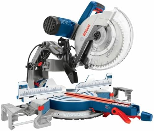 Bosch GCM12SD axial-glide saw with squarelock fences for precise trim cuts