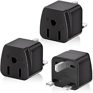 KEAGAR 4 Pack UK to US Plug Adapter Type G to Type A and B from UK to USA, Canada, Australia, Jamaica, Barbados, Mexico, Thailand, China, Japan and More 3 Pin to 2 Pin Flat Travel Adapter(Black)