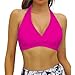 JEUROT Triangle Bikini Tops for Women Halter Bikini Top Push up Bathing Suit Top V Neck Full Coverage Swimsuit Top Beach Travel Outfits Summer Fashion Clothes (XXL) Hot Pink
