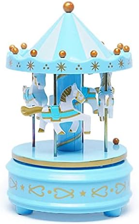 Amazon リタプロショップ オルゴール メリーゴーランド 回転木馬 おしゃれ かわいい インテリア プレゼント ケーキ デコレーション ブルー オルゴール おもちゃ