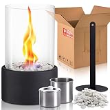 INMOZATA Tischkamin Tischfeuer Indoor und Outdoor Bioethanol Kamin mit Deko Steinen und Edelstahl Brennkammern
