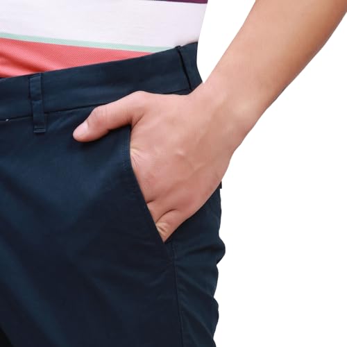 Image of Parx Men's Cotton Blend Solid Pattern Low Rise Tapered Fit Flat Front Casual Trouser