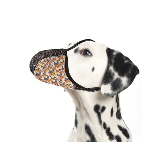 Image of Dog Muzzle for Large Dogs to Prevent Biting Chewing Barking Soft Air Mesh Muzzles Reflective Ajustable Full Coverage Dog Mouth Guard Cover for Grooming Scavenging Orange L
