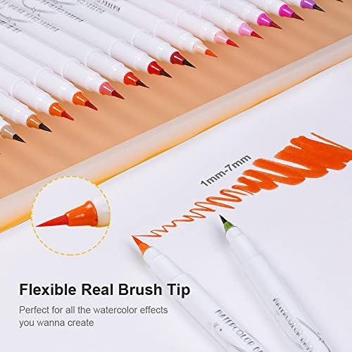 Watercolor Brush Pens, Arrtx 48 Colors Real Brush Pens with 2 Water Brushes, Flexible Nylon Brush Tips, Art Supplies for Artists, Beginners, Caligraphy, Coloring, Blending, Illustrating.