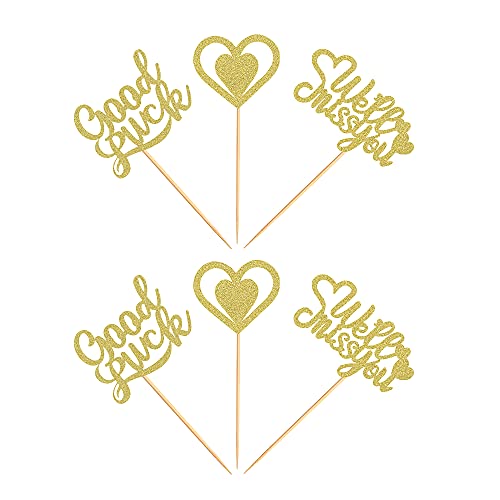 Ercadio 36 Pack We Will Miss You Cupcake Toppers With Love Glitter Good Luck Cupcake Picks Going Away Farewell Retirement Theme Party Cake Decorations Supplies Gold #TOP2