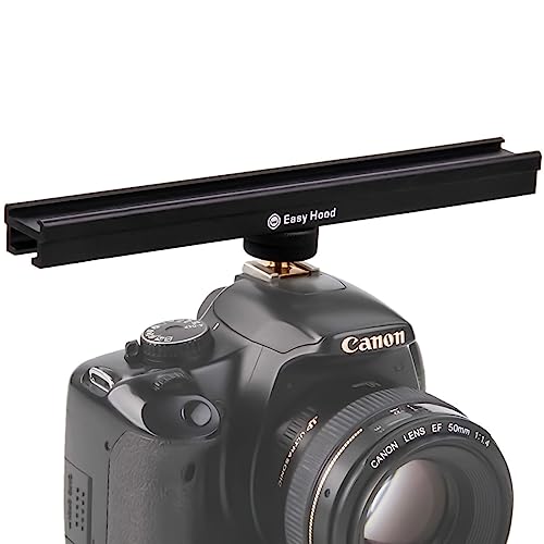 Easy Hood 8 inch Flash Slide Bracket,Mounting Dual Hot Shoe Rail Extension Rods,Bottom with 1/4 Screw Hot Shoe Mount for SLR Camera LED Lights,Microphones,Video Lights