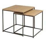 LOLAhome Set de 2 mesitas Nido Cubo de Metal y Madera Color Moka Natural
