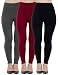 Womens Leggings Fleece Lined-High Waist 3 Pack,Basic Elastic Ankle Legging 1black,1charcoal,1wine(One Size)