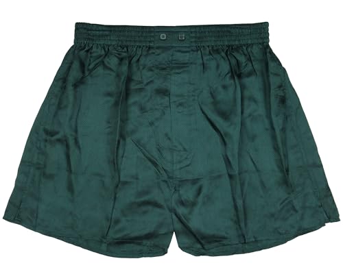INTIMO Men's Classic Diamond Pattern Silk Boxers (Hunter Green, Medium)