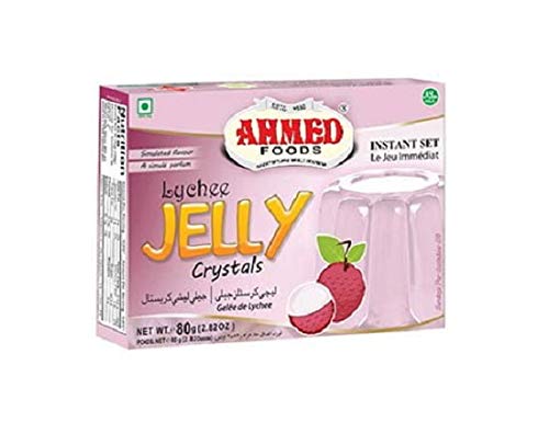 Ahmed Food Jelly Crystal Creme Vegetarian Halal Flavour Lychee 80G