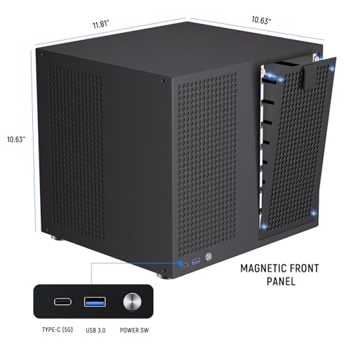 Image of 8 Bay NAS Case, Support MATX ITX Motherboard & ATX PSU, SATA & SAS HDD Compatible, 8x3.5 Hot-Swap + 2x2.5 SSD, Dual-Chamber NAS PC Case Support 4 Fans Mounting, Black