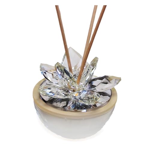 DLM-A209 Bomboniere cm 9x9x9 Profumatore Fiore Cristallo Brillante con Scatola regalo e profumo per Matrimonio nozze Comunione cresima anniversario battesimo bimbo bimba compleanno