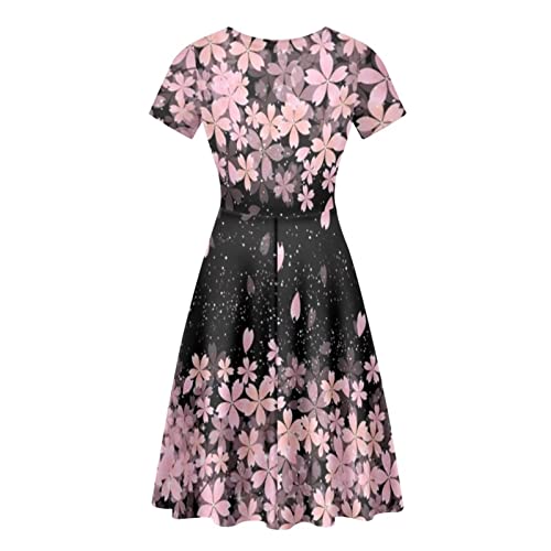 Image of Biyejit Women's Summer Casual Short Sleeve T-Shirt Swing Dress Crew Neck Plus Size S-4XL