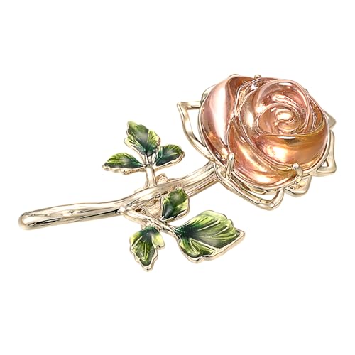 Image of Handmade Embroidery Flower Brooch Pins for Women, SHE'S FREE STYLE JUST FOR YOU Luxury Gradient Stitching Floral Brooch Pins with Crystal stamen, Enamel Metal Butterfly with Green Leaves, Hand Dripping Oil Jewelry pins