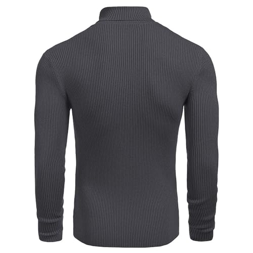 Men's Ribbed Slim Fit Sweater Long Sleeve Pullover Casual Turtleneck Knitted Sweater3