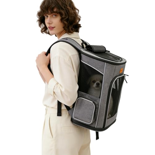 Sac à dos de transport Morpilot gris pour chiens et chats confortable