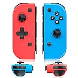 Nokoos Rot/Blau Switch Controllers, 2er-Set Joystick Controller Gamepad Wireless Controller Kompatibel mit Nintendo Switch/OLED mit Wake-Funktion/Double Shock/Share Taste