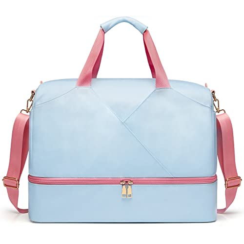 Bosidu Duffle Bag for Travel, Gym Bag Weekender Bags with Shoe Compartment for Women, Carry On Bag Overnight Bag with Luggage Sleeve for Gym & Airplanes & Hospital