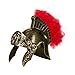 Kangaroo Gladiator Helmet Gold - Roman, Spartan, and Medieval Warrior Costume Accessory with Red Feather Plume