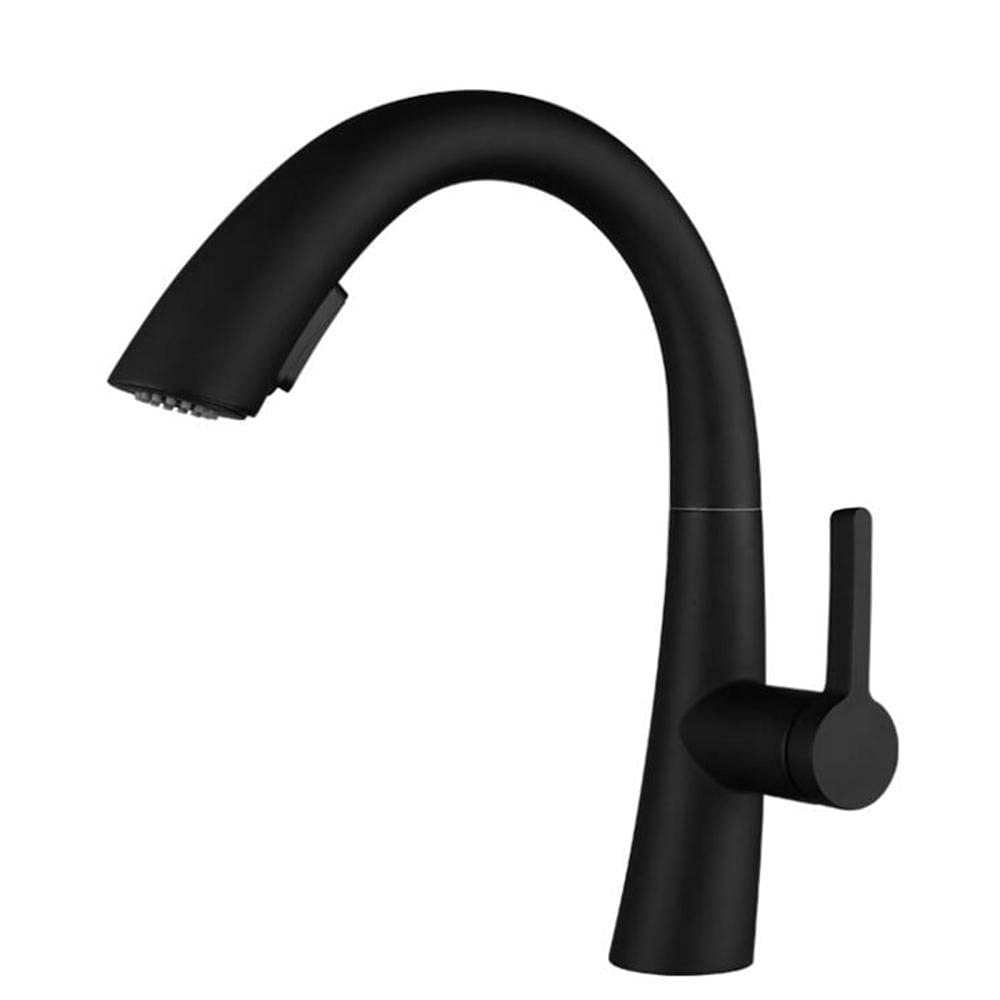 Mitigeur lavabo en laiton massif noir avec douchette double jet pour salle de bain premium