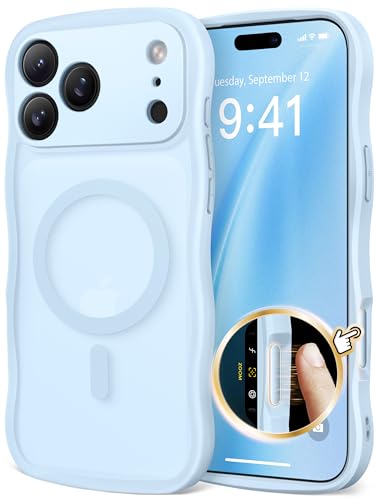 Coque iPhone 17 Pro compatible MagSafe avec protection caméra complète bleu clair
