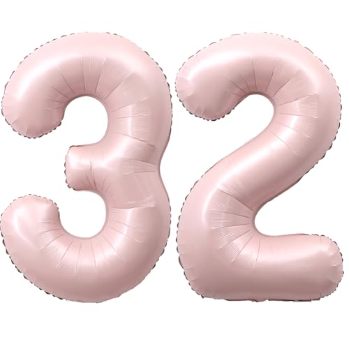 Image of 40 Inch Light Pink Number 32 Foil Big Balloon 0-9 Giant Digital 32nd for Birthday Anniversary Graduation Decorations