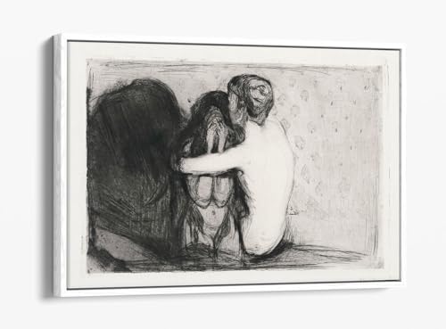 Consolation 1894 Edvard Munch grand tableau toile avec cadre blanc prêt à suspendre