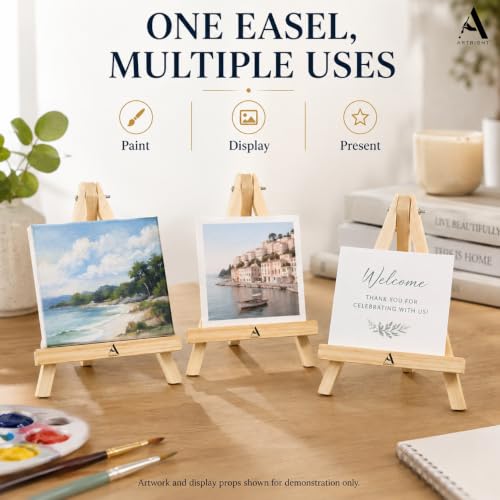 Image of Wooden Mini Easel Stand 10inch for Painting & Display Purposes, Small Handmade 10 Inch Canvas Stand for Painting, Presentations and Display Purposes (Set of 16)