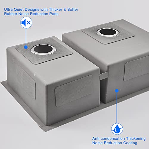 Tsibomu 32 X 18 Inch Undermount Double Bowl Kitchen Sink, 304 Stainless Steel 50/50 Double Bowl Workstation Sink (Brushed) #TOP4