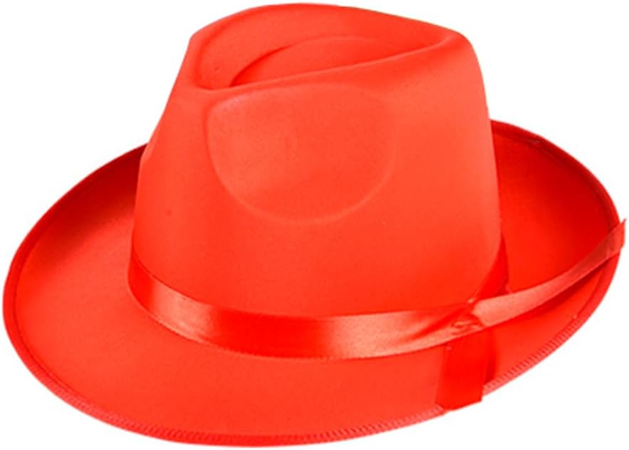 Sombrero Fedora Rojo Tela Disfraz Gangster Años 20 Adulto
