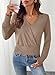 EVALESS Womens Tops Dressy Casual Wrap V Neck Long Sleeve Blouses Spring Shirts Trendy 2026 Dark Khaki M