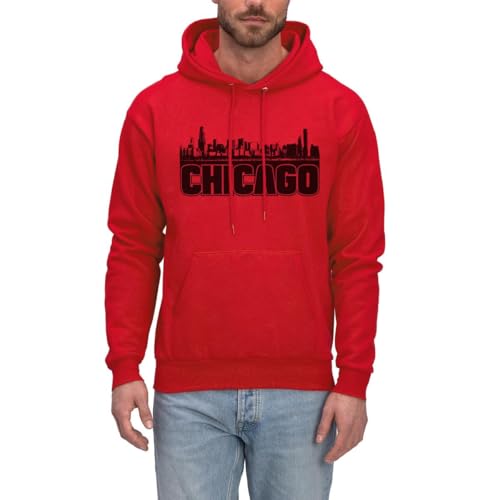Spreadshirt Chicago Skyline Men's Hoodie Red