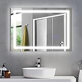 Badspiegel mit Beleuchtung Dimmbar 50 x 70 cm Badezimmerspiegel, Wandspiegel mit Touch-Schalter, Memory Funktion, Anti-Beschlag, IP54, 3 Farbe Licht Umwandung LED Lichtspiegel fürs Badezimmer