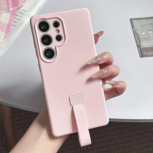 Coque Galaxy S23 Ultra rose avec manchette pour garder vos mains libres en balade
