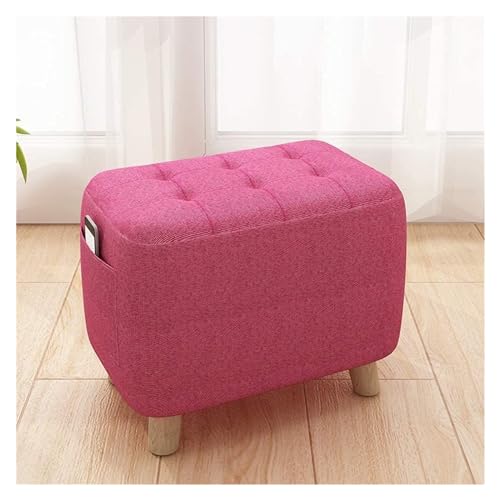 Reposapiés acolchado de ante rosa con patas de madera para sala de estar 3