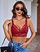 Avidlove Lace Bralettes Women V Neck Wireless Bras Unlined Basic Cami Sexy Comfy Everyday Wirefree Lingerie Unpadded Wine Red