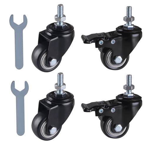 KITISUNI キャスター ねじ込み式 4個セット 1.5インチ M8 *25mm 360度回転 静音 自在車キャスター ブレーキ付き 車輪 家具用 交換用 頑丈 耐久性