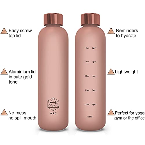 Arcana Arc Bottle Water Bottle With Time Marker - Motivational Water Bottles With Times To Drink - Bpa Free Frosted Plastic - Gym, Sports, Outdoors (32Oz, Pink) #TOP3