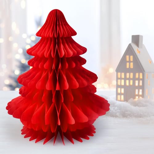 DOUSELLA Árvore de Natal de papel de ninho de abelha árvore de Natal de favo árvore de Natal de papel pequena árvore de Natal decorativa de papel árvore de Natal dobrável de papel de decoração casa