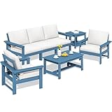 SERWALL HDPE Patio Furniture Set, 7-Piece Outdoor Sectional Sofa Set, All...