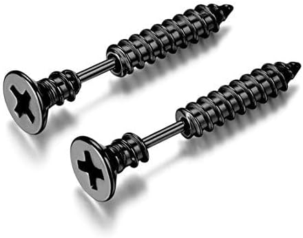 Orecchini A Vite In Acciaio Inossidabile Unisex – Gioielli Punk Argento – 2 Pezzi – Ideali Per Uomo E Donna